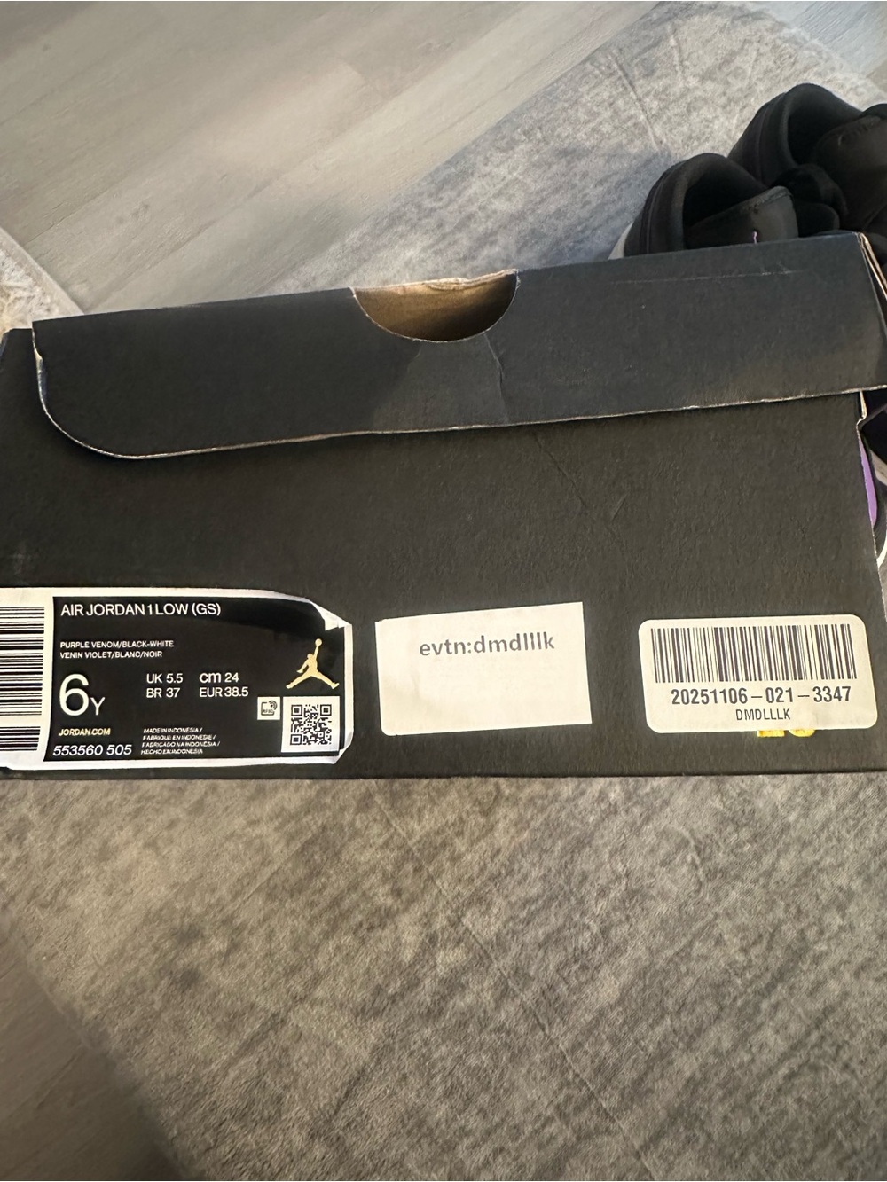 Youth Purple and Black High-Top Sneakers - Picture 5 of 10